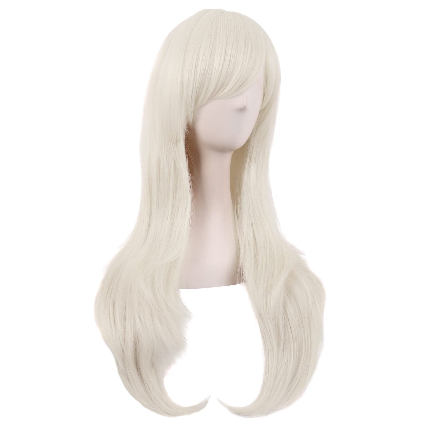 MapofBeauty 28 Inch/70 cm Women Side Bangs Long Curly Hair Cosplay Synthetic Wig (Platinum Blonde)
