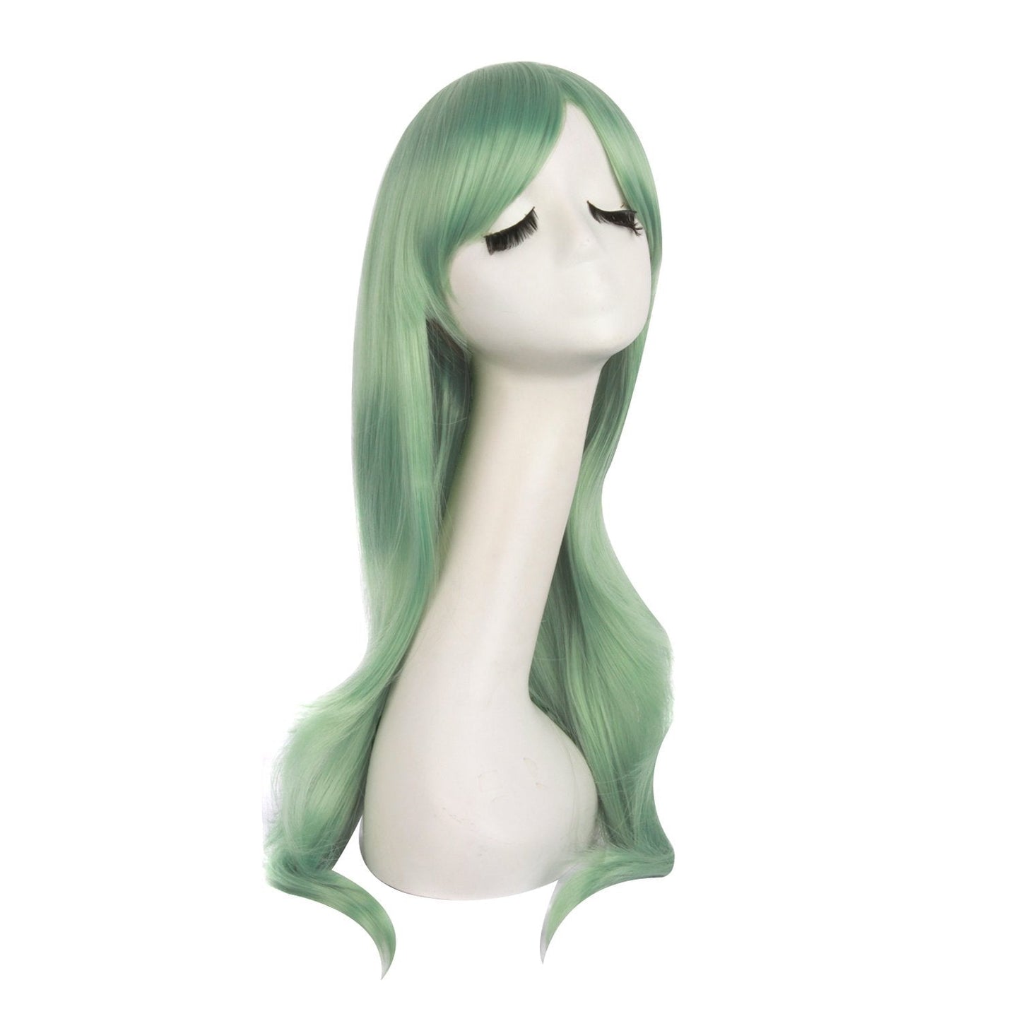 MapofBeauty 28" 70cm Long Curly Hair Ends Costume Cosplay Wig (Gray Green)