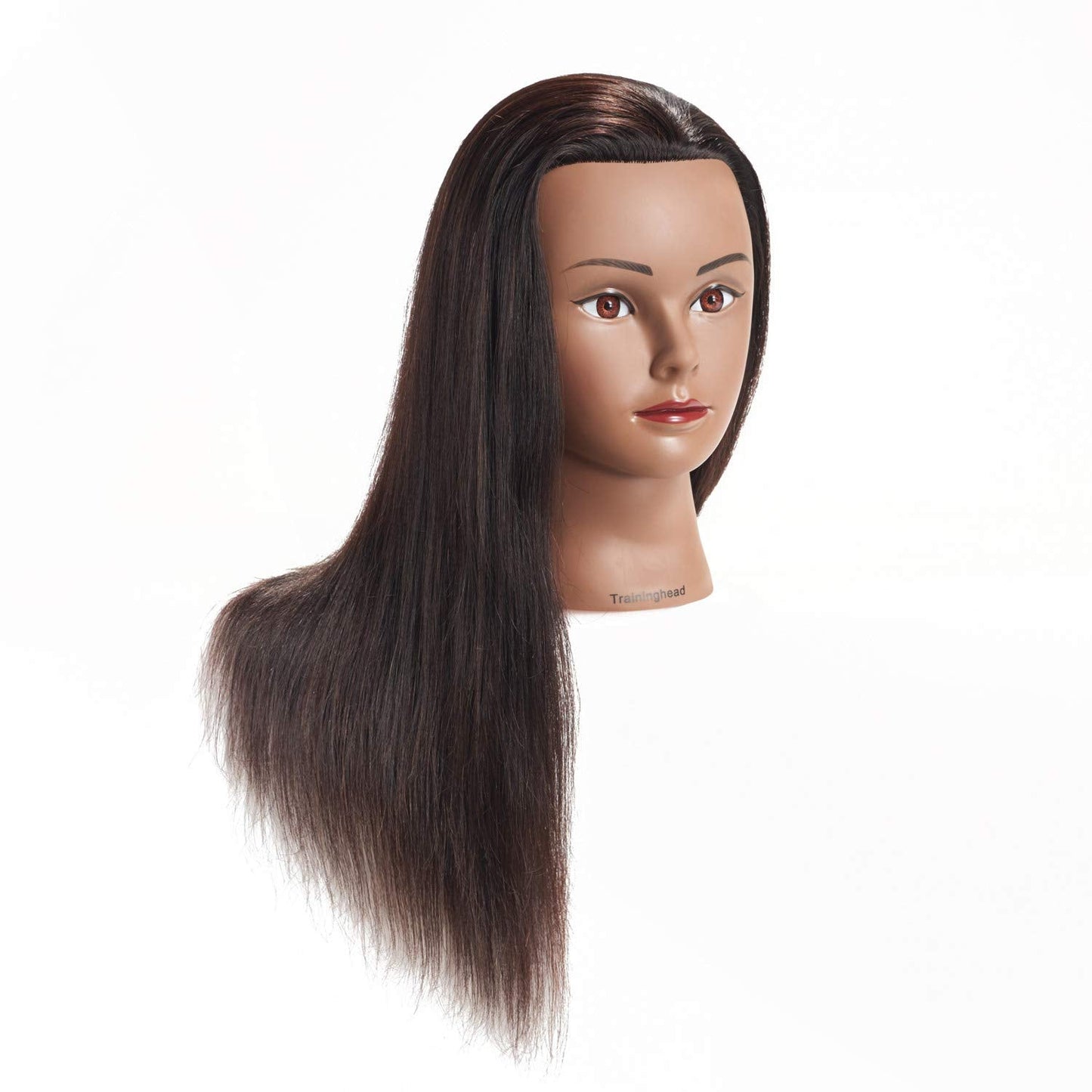 20-22" 100% Human Hair Mannequin Head Training Head Cosmetology Manikin Head Doll Head with Free Clamp (Black)