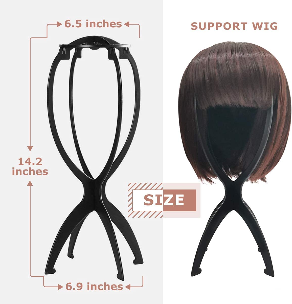 Dreamlover Wig Stand, Wig Head Stand, Wig Holder for Multiple Wigs, Black, 3 Pack