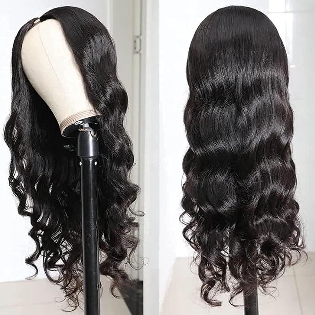 Dosacia U Part Human Hair Wig Body Wave U Part Wig Human Hair for Black Women Glueless Wigs Human Hair Clip Upgrade Natural Hair Wig Beginner Friendly Middle Part 10inch