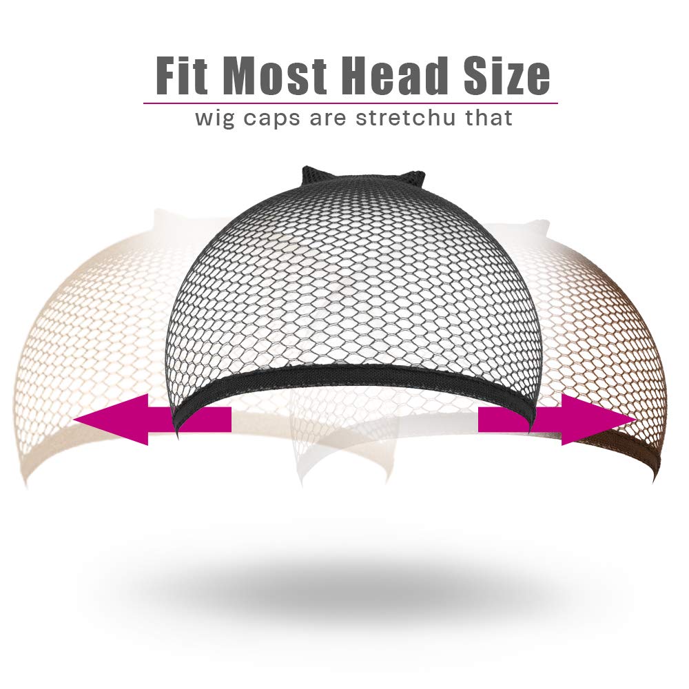 MORGLES Mesh Wig Cap for Women Men, Kids, 6PCS Hair Net for Wig Closed End, Brown, Beige, Black