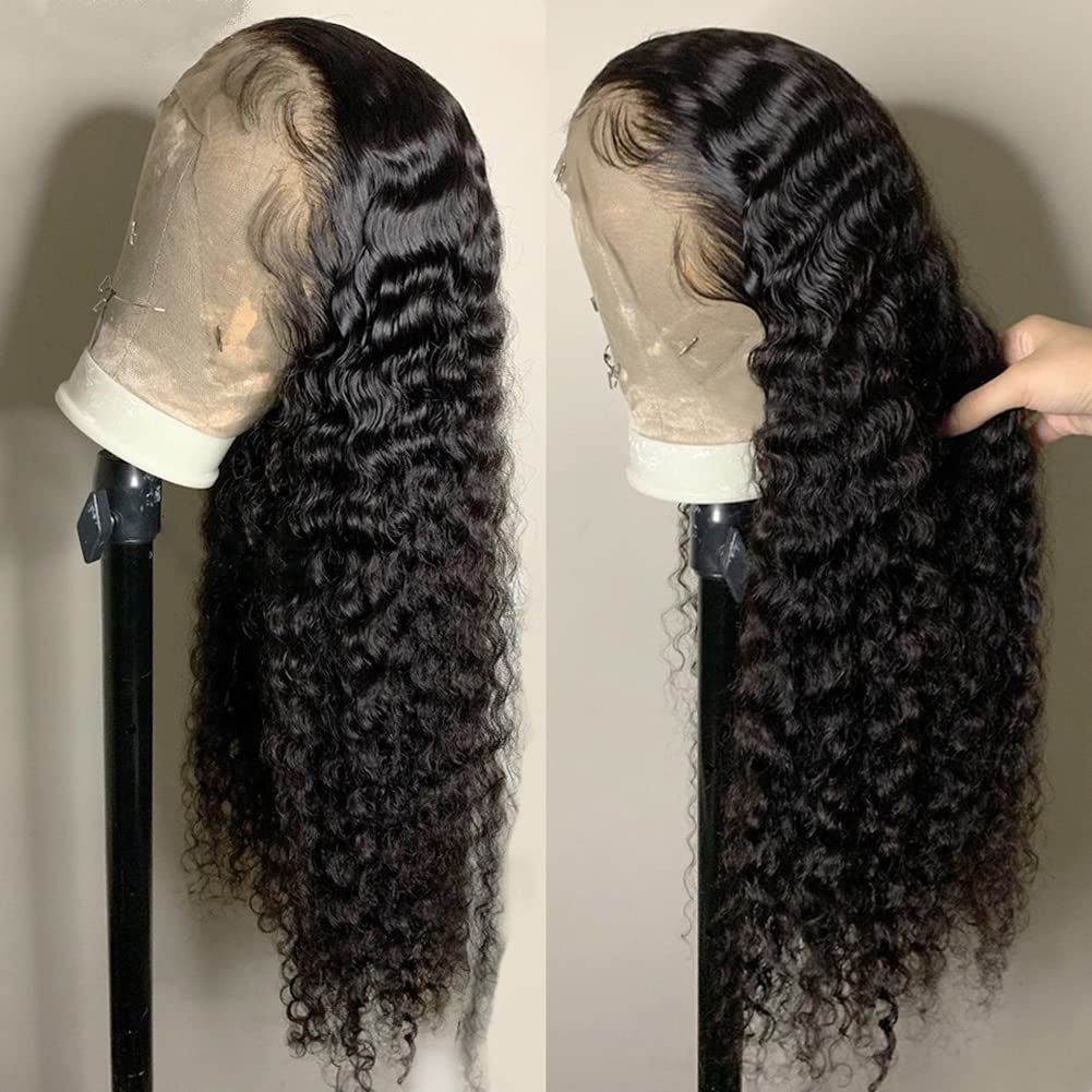 bangjazz 32 Inch Deep Wave Lace Front Wigs Human Hair 180% Density Curly Wigs for Black Women 13x4 HD Lace Frontal Wigs Human Hair Wear and Go Glueless Wigs Human Hair Pre Plucked with Baby Hair