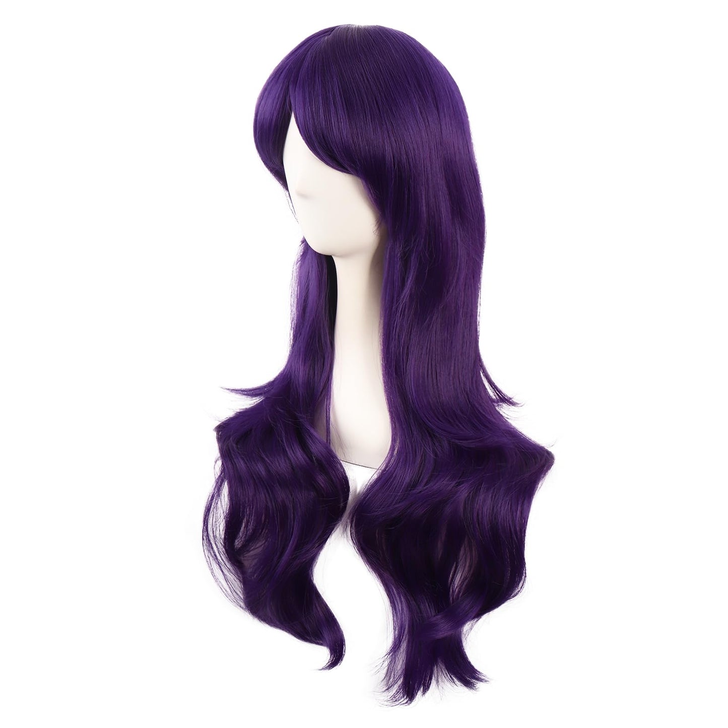 MapofBeauty 28 Inch/70 cm Women Side Bangs Long Curly Hair Cosplay Synthetic Wig (Dark Violet)