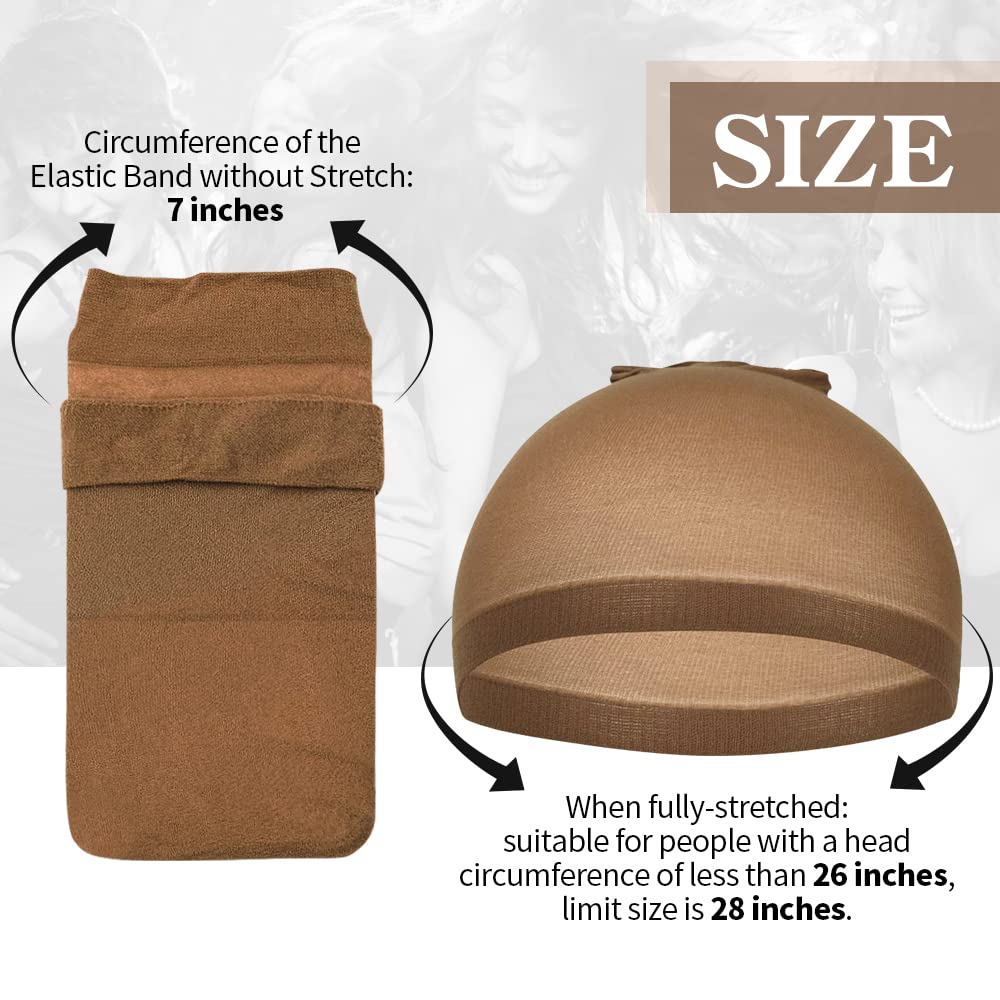 Dreamlover Wig Caps for Women, Brown Stocking Caps for Wigs, 12 Pieces