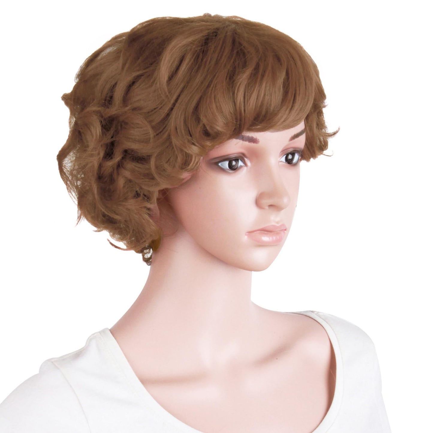 MapofBeauty 11.8 Inch /30 cm Elderly Women Curly Short Fashion Wig (Light Brown)