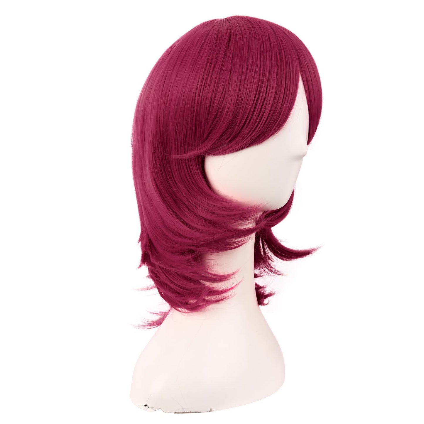 MapofBeauty 16 Inch/40 cm Short Side Bangs Synthetic Fiber Cosplay Layered Wig (Blood Red)