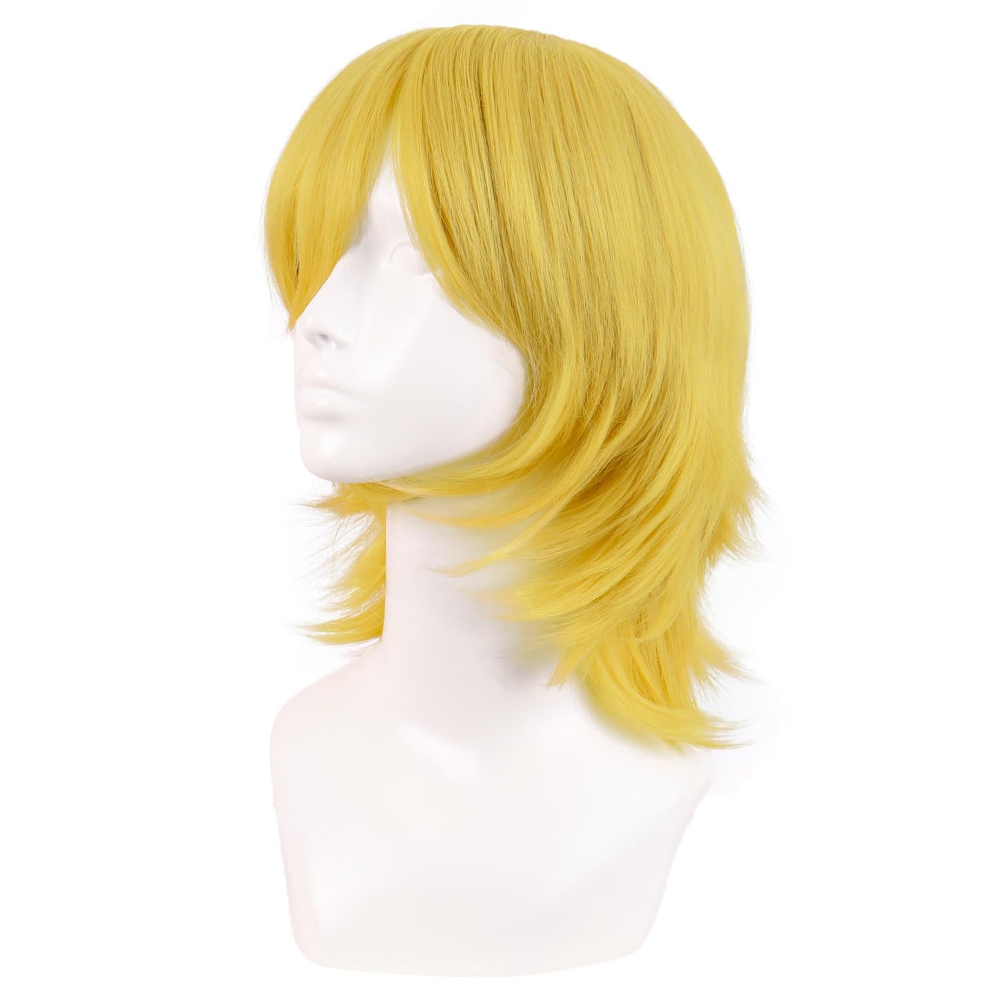 MapofBeauty 14 Inch/35 cm Short Cosplay Wolf Tail Synthetic Side Bangs Party Wig (Yellow)