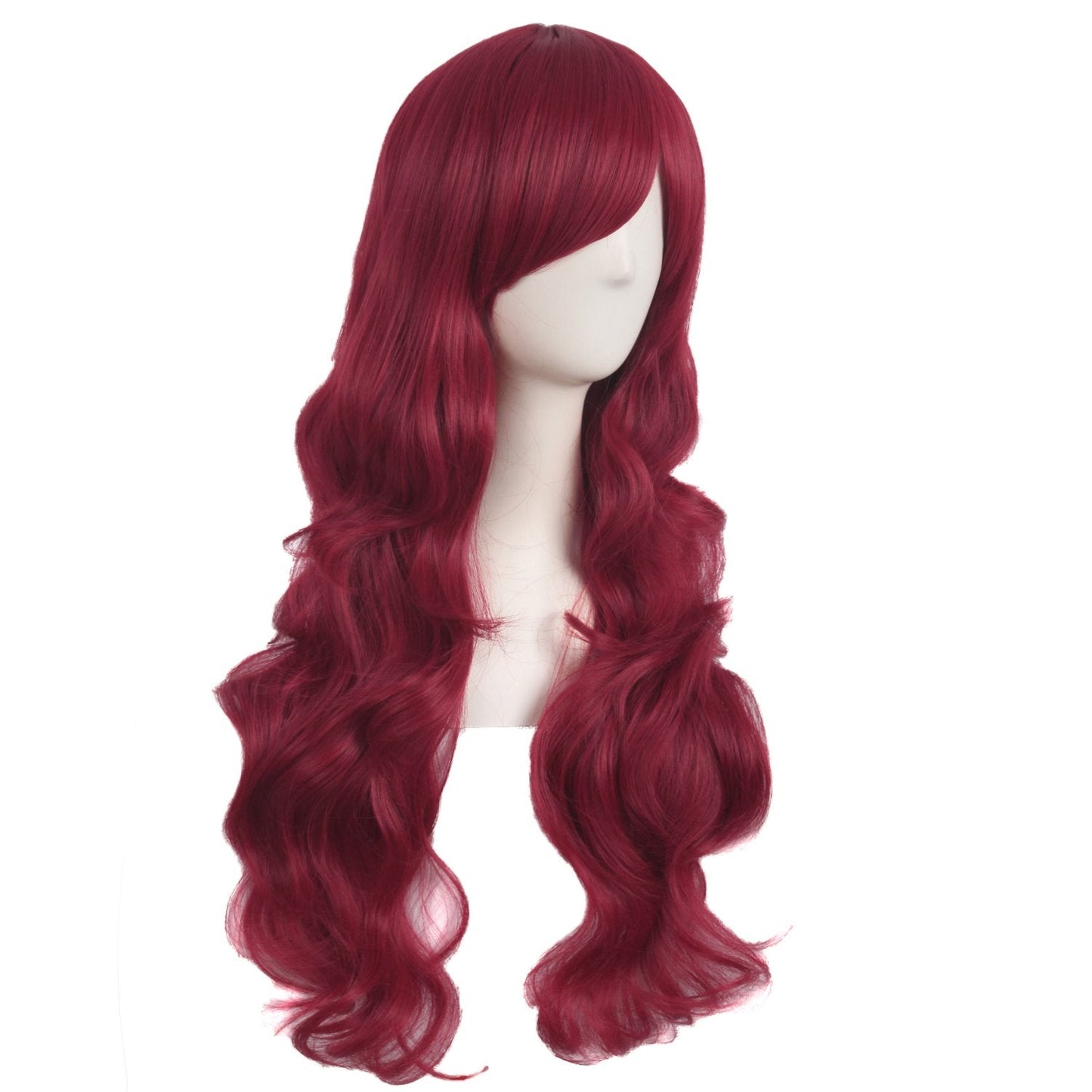 MapofBeauty 28 Inch/70cm Charming Women Side Bangs Long Curly Full Hair Synthetic Wig (Red)