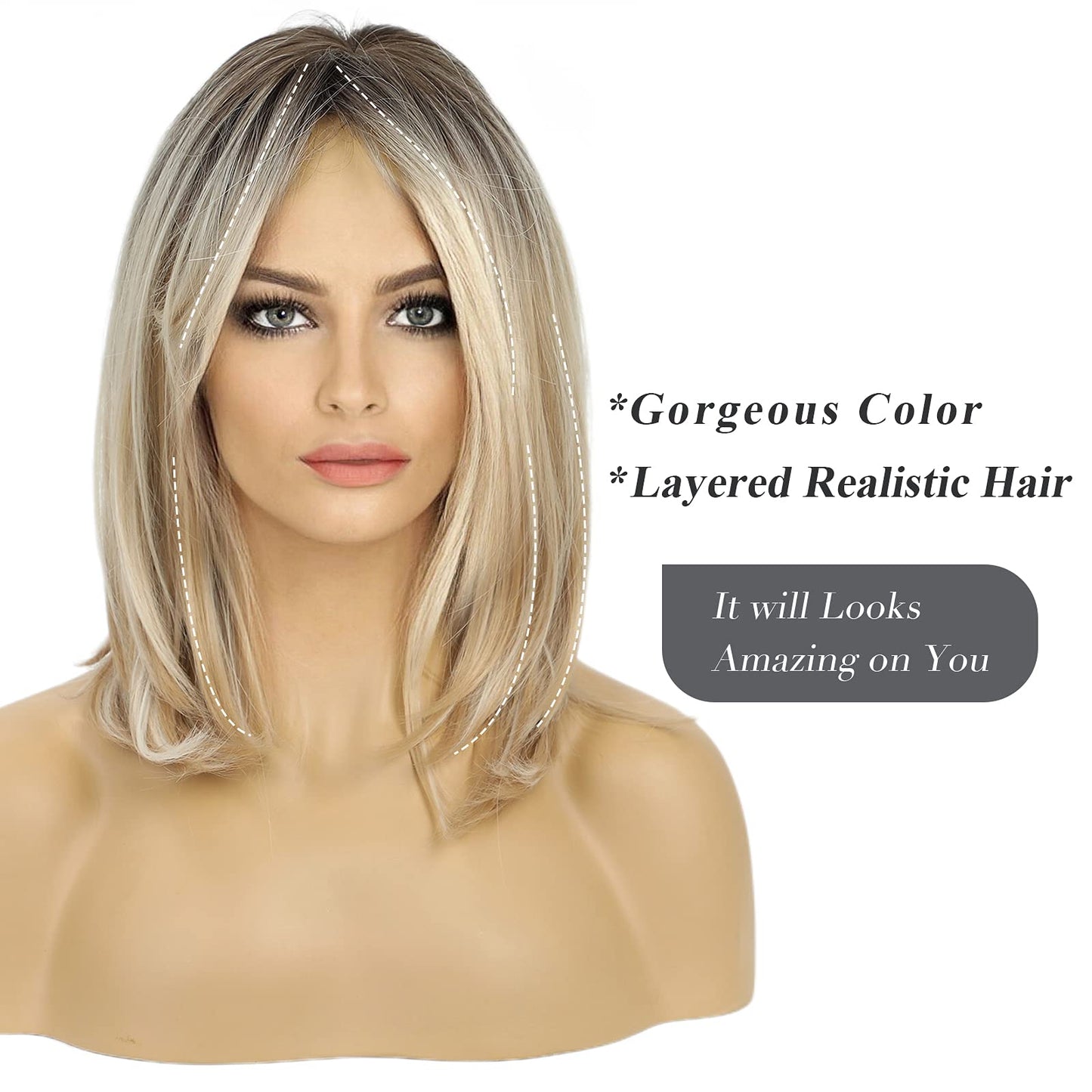 HAIRCUBE Layered Wigs for Women Synthetic Wig