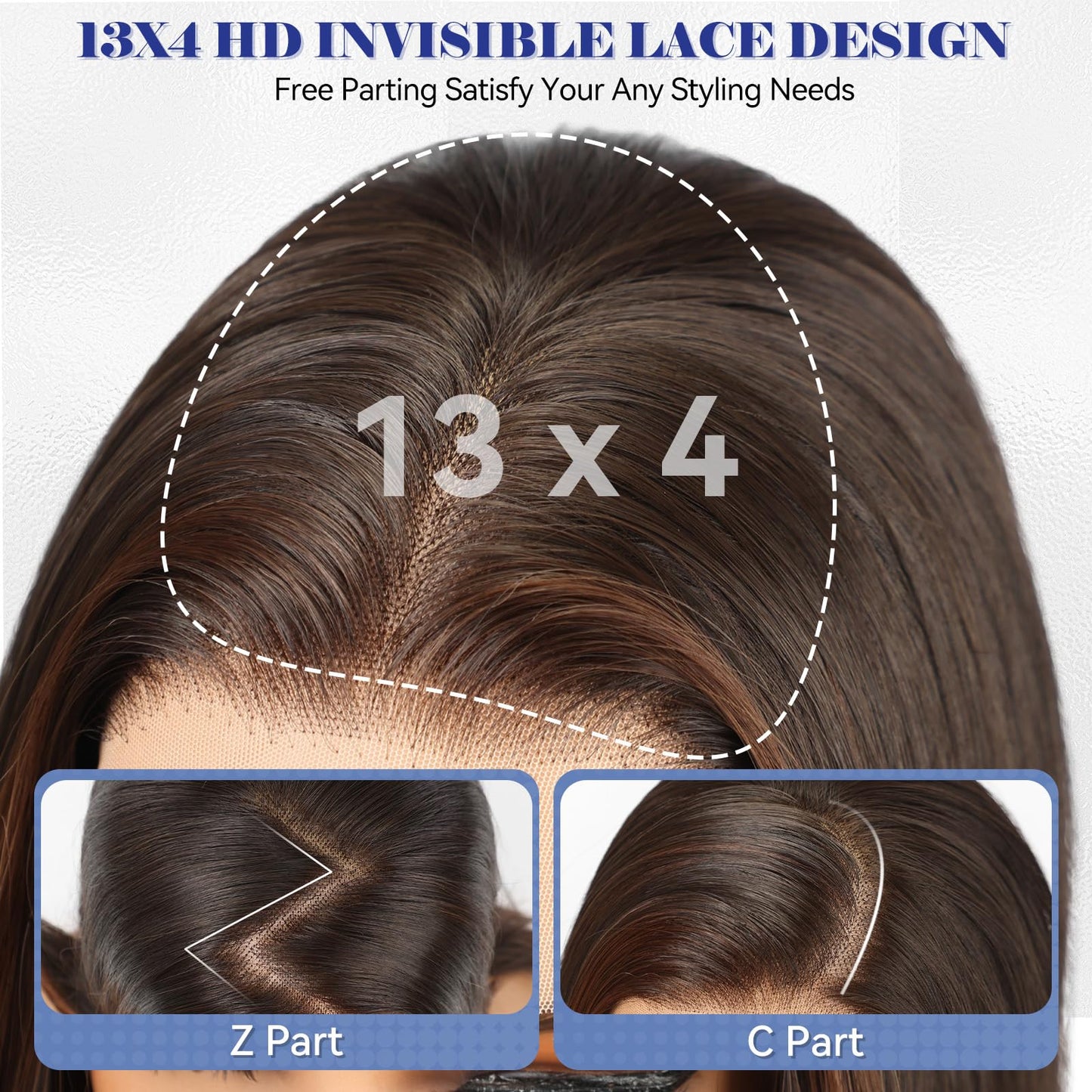 HAIRCUBE 13x4 Lace Front Wig Dark Brown Bob 16 Inch Synthetic Wigs - Glueless HD Wig for Women, Shoulder Length Natural Look Everyday Use