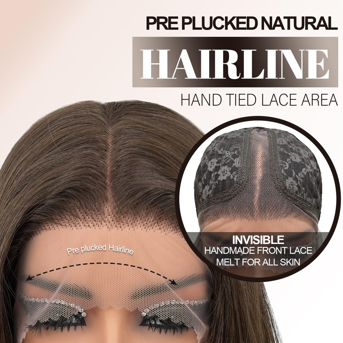 Glueless Synthetic Lace Front Wig 26 Inches Long Straight Wigs for Black Women 13x5x1 HD Lace Hand Tied Pre Plucked Hairline (#4 Chocolate Brown, 26 Inch)