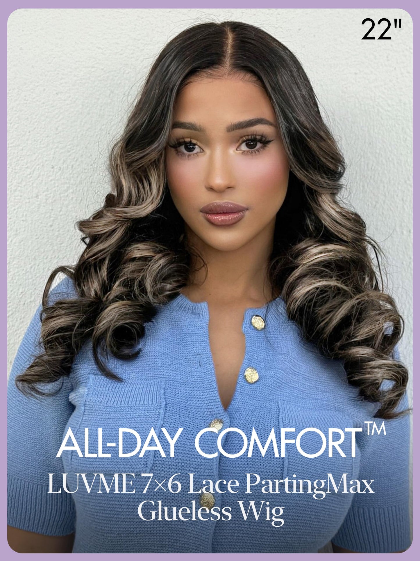 LUVME HAIR 7x6 HD Lace All-Day Comfort Wig 200% Density Hair PartingMax Lace Wigs Mix Blonde Highlight Color Loose Body Wave Lace Front Wigs Human Hair Pre Cut Plucked Lace Frontal Glueless 28 Inches