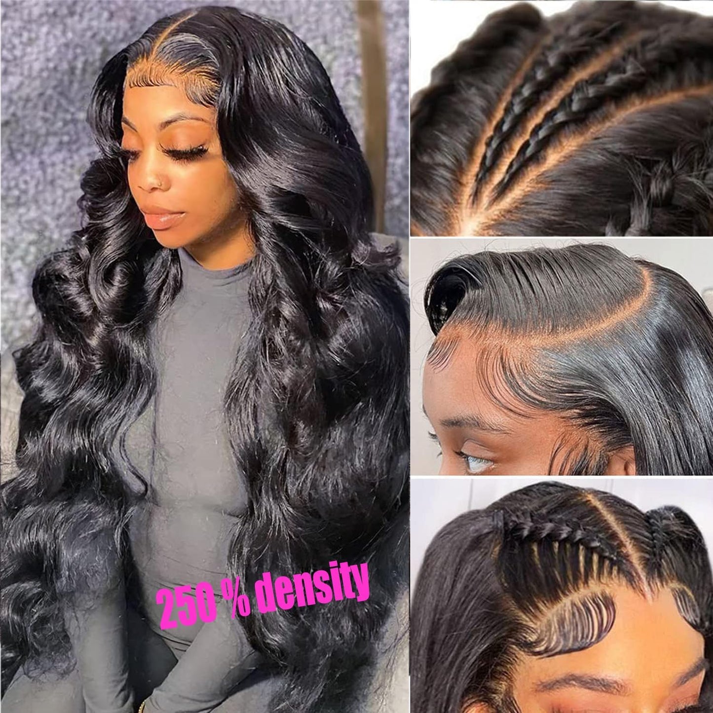 Ainmeys 18inch 13x6 Body Wave Lace Front Wigs Human Hair 250% Density Pre Plucked HD Transparent Lace Frontal Wigs Human Hair Wigs for Black Women 10A Glueless Wigs Baby Hair