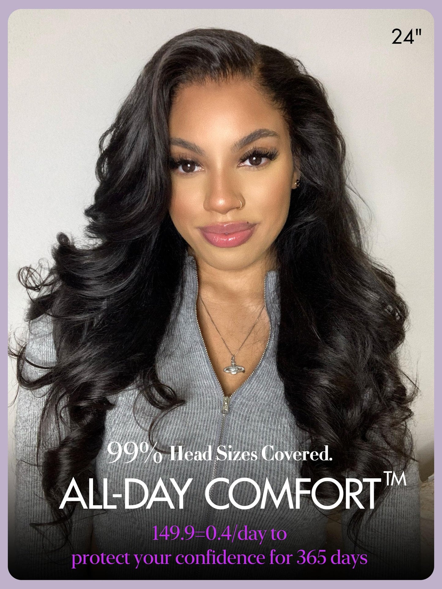 LUVME HAIR All-Day Comfort Real Glueless 7x6 HD Lace Wig 200% Density PartingMax Lace Wigs Loose Body Wave Lace Front Wigs Human Hair Pre Cut Plucked Lace Frontal 18 Inches Natural Black Color