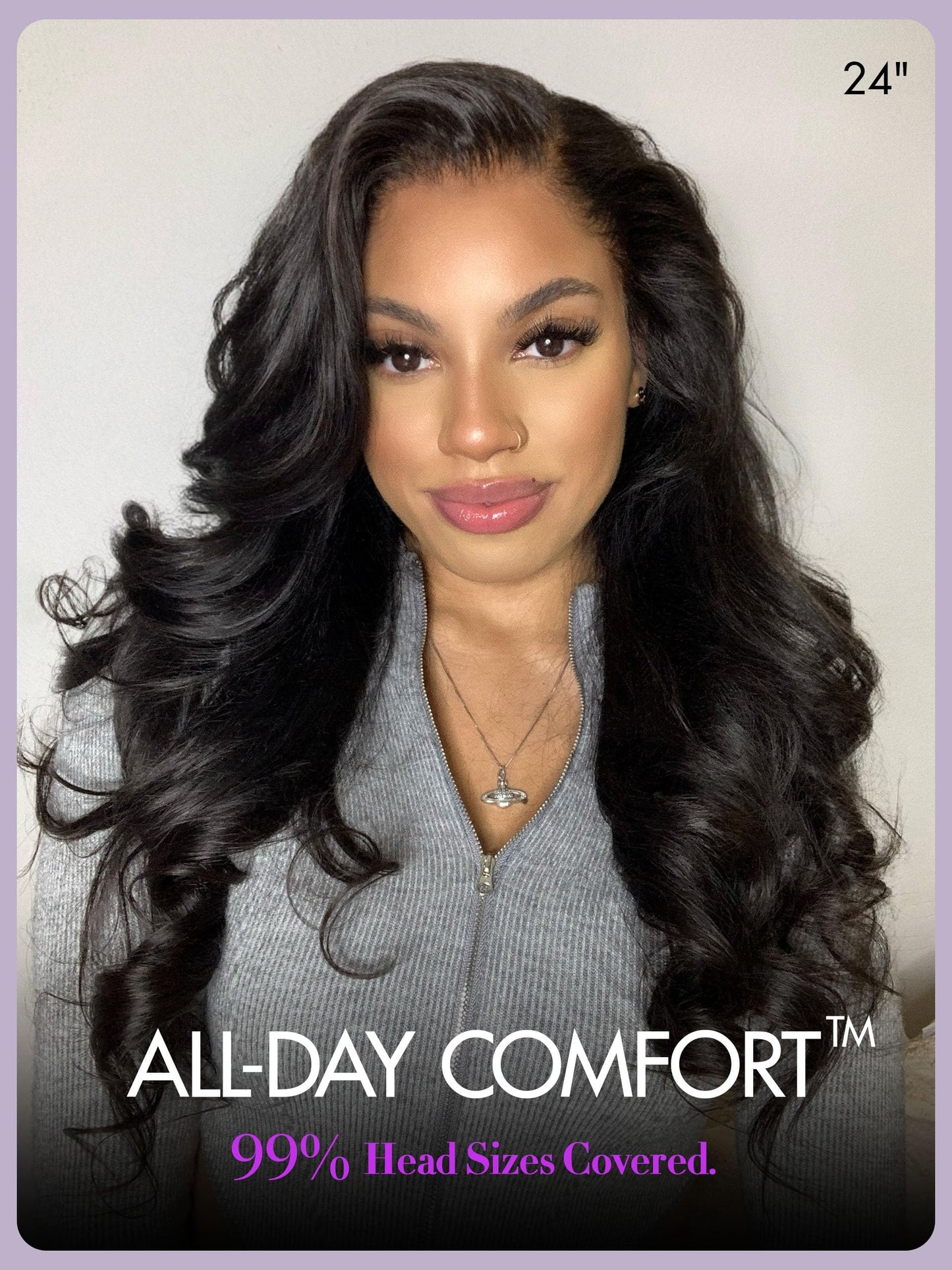 LUVME HAIR All-Day Comfort Real Glueless 7x6 HD Lace Wig 200% Density Hair PartingMax Lace Wigs Loose Body Wave Lace Front Wigs Human Hair Pre Cut Plucked Lace Frontal 22 Inches Natural Black Color