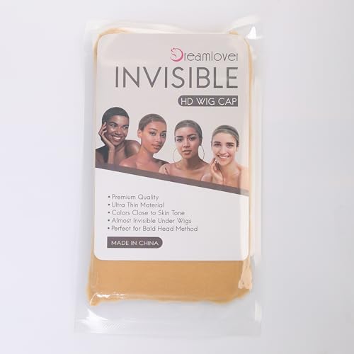 Dreamlover HD Wig Cap for Women, Transparent Cap for Lace Front Wig, Beige, 12 Pieces