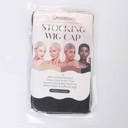 Dreamlover Black Stocking Wig Cap for Black Women, 12 Pieces