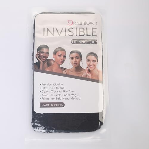 Dreamlover HD Wig Cap for Lace Front Wig, Black Wig Cap for Women, Bald Cap for Woman, Transparent HD Cap for Wigs, HD Stocking Cap for Wigs, 12 Pieces