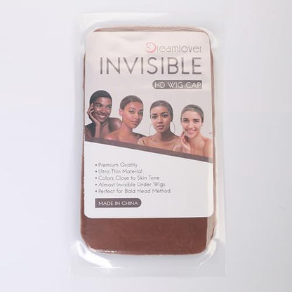 Dreamlover HD Wig Cap for Women, HD Caps for Wig, Bald Cap for Woman, Stocking Caps for Wigs, Transparent Wig Cap for Lace Front Wig, Dark Brown, 12 Pieces