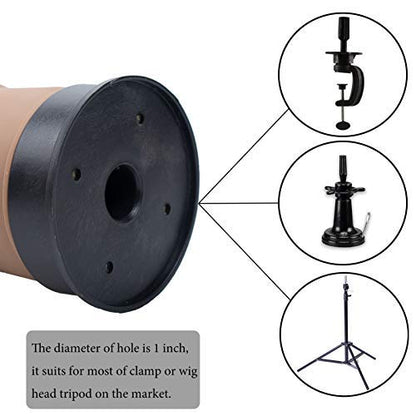 BHD BEAUTY Bald Mannequin Head Brown Female Professional Cosmetology for Wig Making, Display wigs, eyeglasses, hairs with T pins 21''