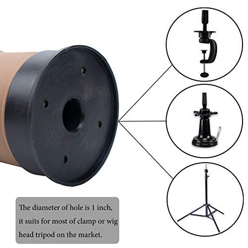 BHD BEAUTY Bald Mannequin Head Brown Female Professional Cosmetology for Wig Making, Display wigs, eyeglasses, hairs with T pins 23''