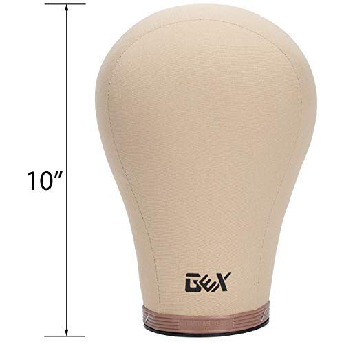 GEX 20"-24" Cork Canvas Block Head Mannequin Head Wig Display Styling Head With Mount Hole (Light Brown, 23.5")