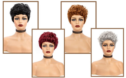 MUJGOO Short Wigs for Black Women Brown Pixie Cut Wig for Black Women with Bangs(Brown)