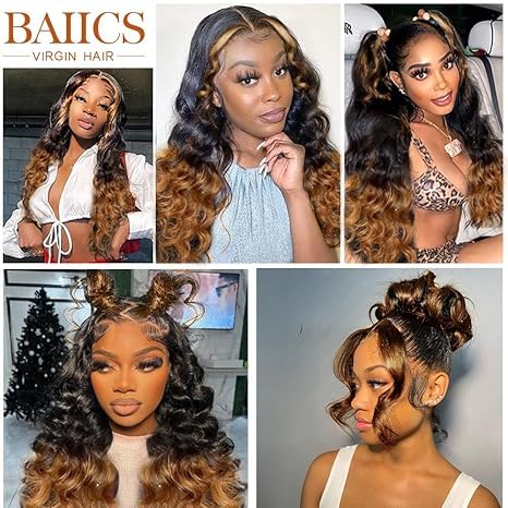 200% Density Full 360 Lace Front Wigs Human Hair For Women Ombre Lace Front Wig Human Hair Glueless Wigs Human Hair With Baby Body WaveLace Front Wigs Human HairBrazilian Virgin HumanHair 26 Inch