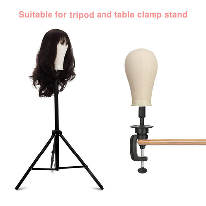 SZCY LLC 23 Inch Canvas Block Mannequin Head for Wigs Making Display with Wig Caps, T Pins, C Bristle Brush