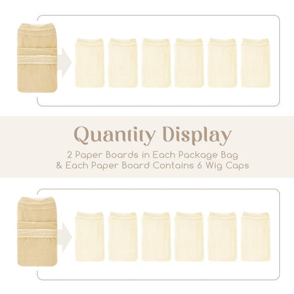 Dreamlover HD Wig Cap for Women, Transparent Cap for Lace Front Wig, Beige, 12 Pieces