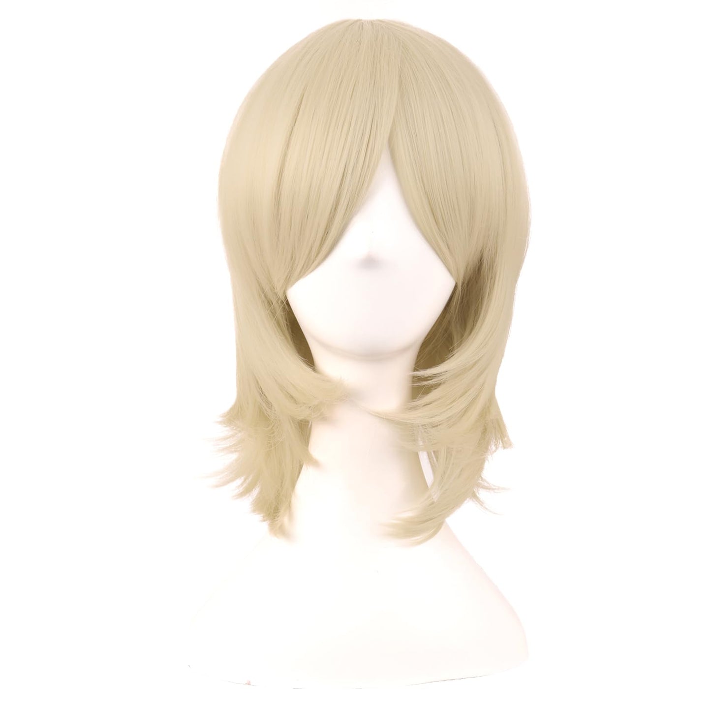 MapofBeauty 16 Inch/40 cm Short Side Bangs Synthetic Fiber Cosplay Layered Wig (Blonde)