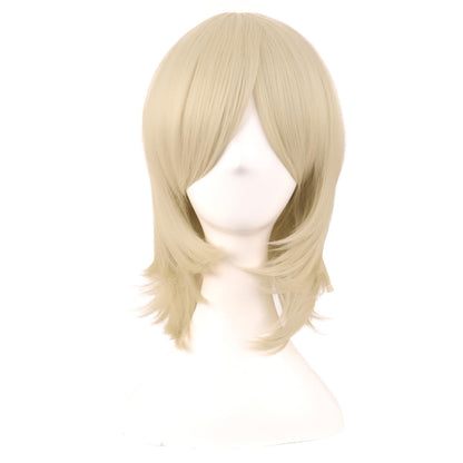 MapofBeauty 16 Inch/40 cm Short Side Bangs Synthetic Fiber Cosplay Layered Wig (Blonde)