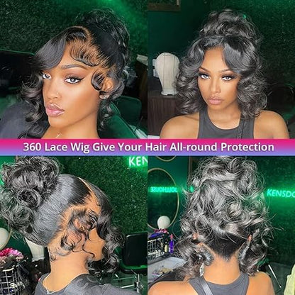200% Density Loose Wave Lace Front Wigs Human Hair Pre Plucked 360 HD Transparent Lace Wig With Baby Hair - Natural Color (18 Inch)