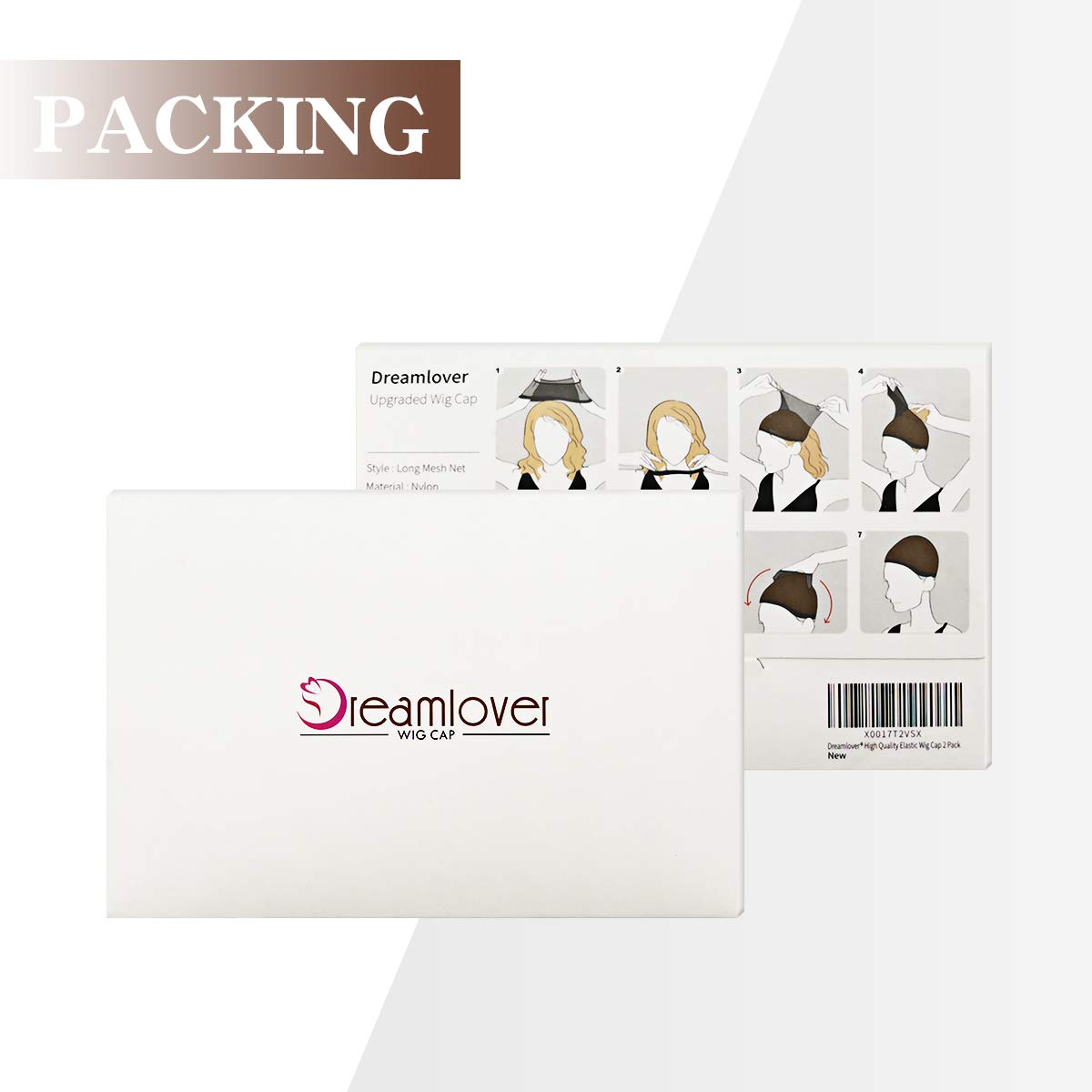 Dreamlover Hair Net for Wig, Brown Mesh Wig Cap for Long Hair, 2 Pieces