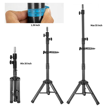Wig Stand Tripod 55 Inch Metal Wig Mannequin Head Tripod Stand For Hairdressing Training Head Adjustable Wig Tripod Stand with Tool Tray (Mannequin Head Not Included)