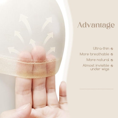 Dreamlover HD Wig Cap for Women, Transparent Cap for Lace Front Wig, Beige, 12 Pieces