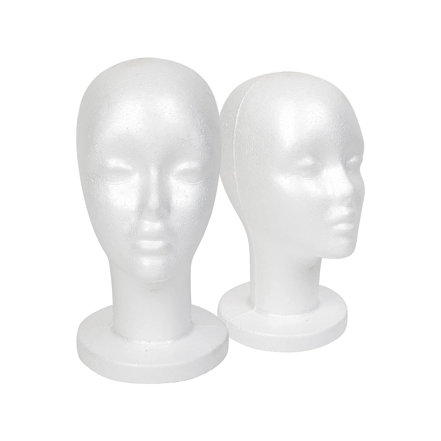 STUDIO LIMITED 11.4-Inch Styrofoam Mannequin Head (2 Pack) - White Foam Wig Stand for Wigs, Hats, Masks, Hairpieces, Arts, Crafts, DIY Projects, Salon Display, and Travel Use