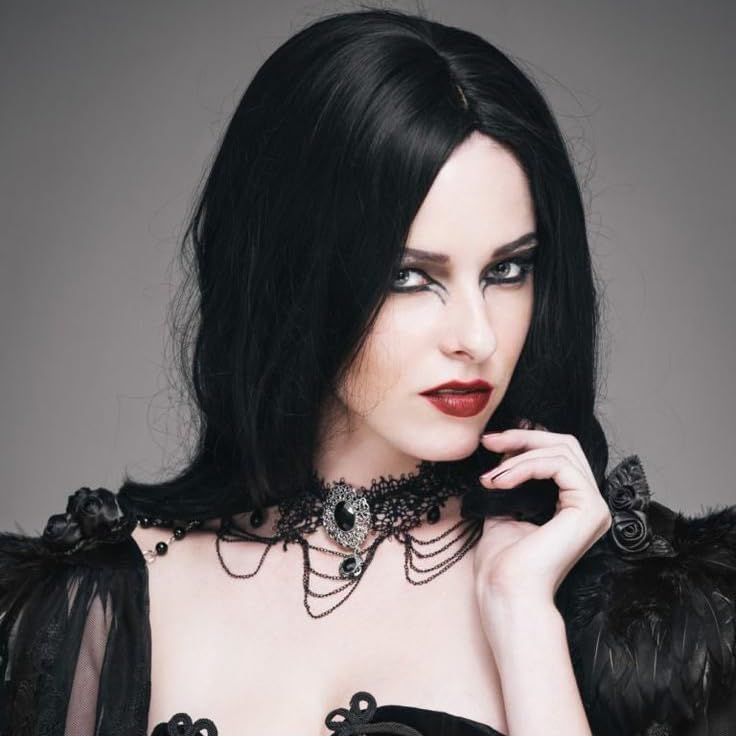 WIGER Long Black Wigs Straight Black Hair Dye Wig for Women Middle Part Synthetic Heat Resistant Natural Hair for Party or Halloween Costume Full Black Wigs for Girls (1B)