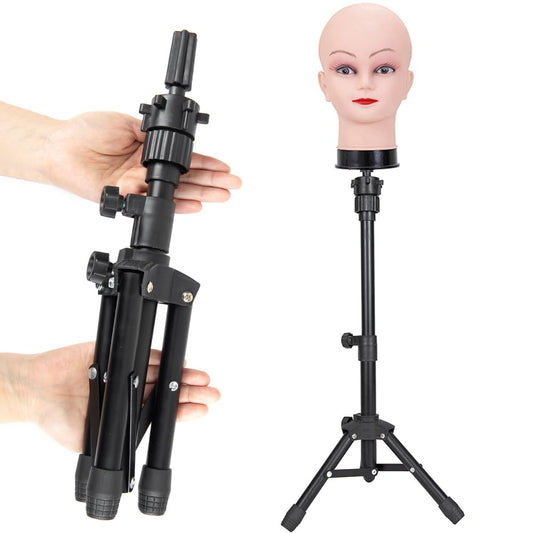 MINI Wig Stand Tripod, 25 Inch Adjustable Mannequin Head Stand, Wig Head Stand for Training Heads And Canvas Block Head (Mannequin Head Not Included)