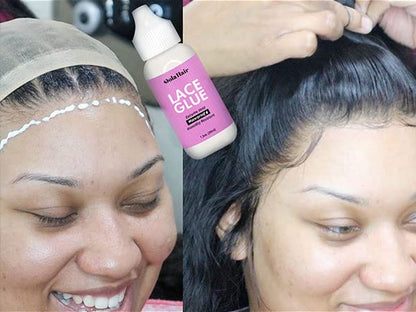 Dolahair Lace Glue for Wigs - Waterproof Super Hold Hair Bonding Glue for Weave and Hair Systems - Invisible Extreme Hold (Includes 2 Wig Bands)