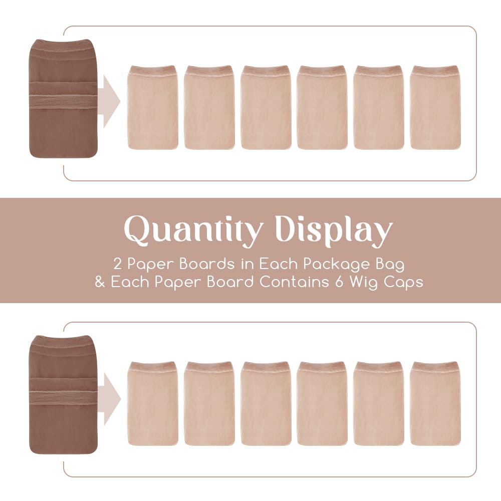 Dreamlover HD Wig Cap for Women, HD Caps for Wig, Bald Cap for Woman, Stocking Caps for Wigs, Transparent Wig Cap for Lace Front Wig, Dark Brown, 12 Pieces