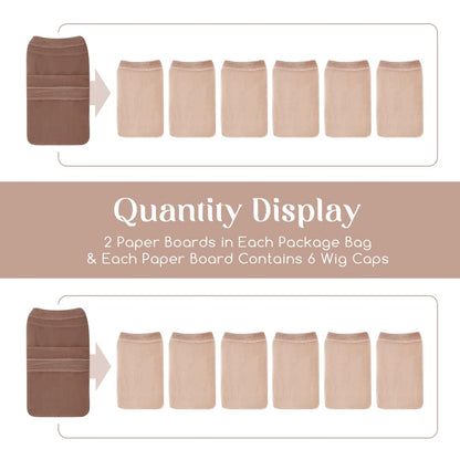 Dreamlover HD Wig Cap for Women, HD Caps for Wig, Bald Cap for Woman, Stocking Caps for Wigs, Transparent Wig Cap for Lace Front Wig, Dark Brown, 12 Pieces