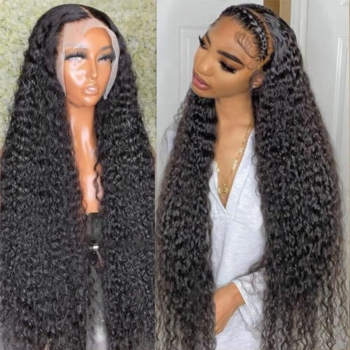 Daphernew Deep Wave Lace Front Wigs Human Hair 13x6 HD Transparent Lace Frontal Wigs Human Hair for Women Glueless Wigs Deep Curly Wigs Human Hair Pre Plucked with Baby Hair 200% Density (22 Inch)