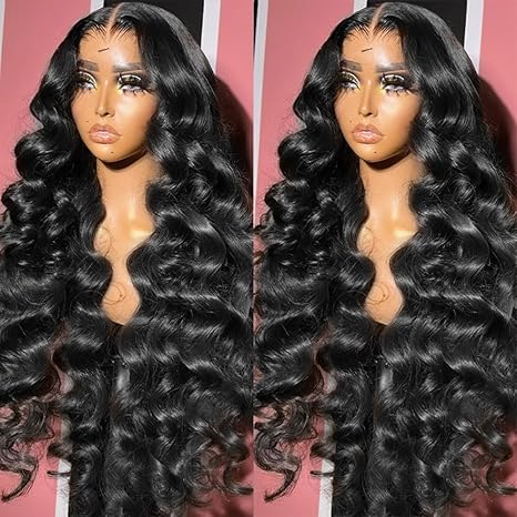 200% Density Loose Wave Lace Front Wigs Human Hair Pre Plucked 360 HD Transparent Lace Wig With Baby Hair - Natural Color (18 Inch)