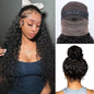Ebarly Hidden Strap 360 Full Lace Front Wigs Human Hair Pre Plucked Bleached Knots 180 Density Water Wave HD Lace Frontal Wig with Drawstring Natural Hairline Glueless Wigs for Women(24 inch)