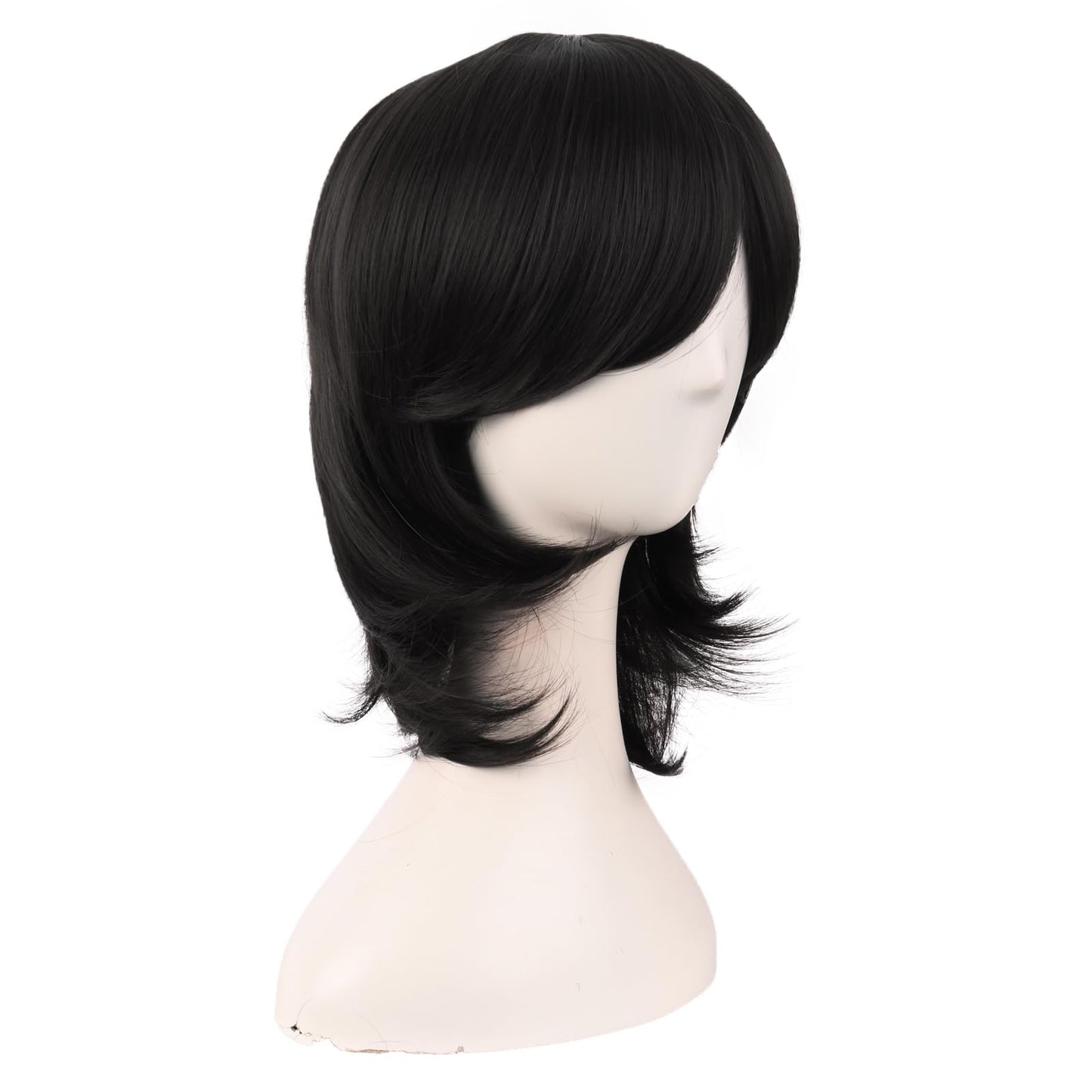 MapofBeauty 16 Inch/40 cm Short Side Bangs Synthetic Fiber Cosplay Layered Wig (Black)