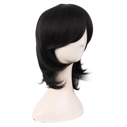 MapofBeauty 16 Inch/40 cm Short Side Bangs Synthetic Fiber Cosplay Layered Wig (Black)