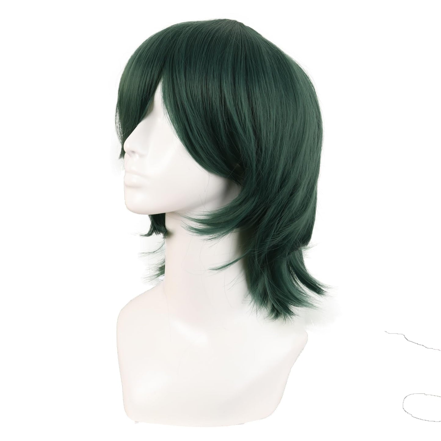 MapofBeauty 14 Inch/35 cm Short Cosplay Wolf Tail Synthetic Side Bangs Party Wig (Pine Green)