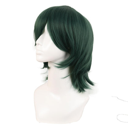 MapofBeauty 14 Inch/35 cm Short Cosplay Wolf Tail Synthetic Side Bangs Party Wig (Pine Green)